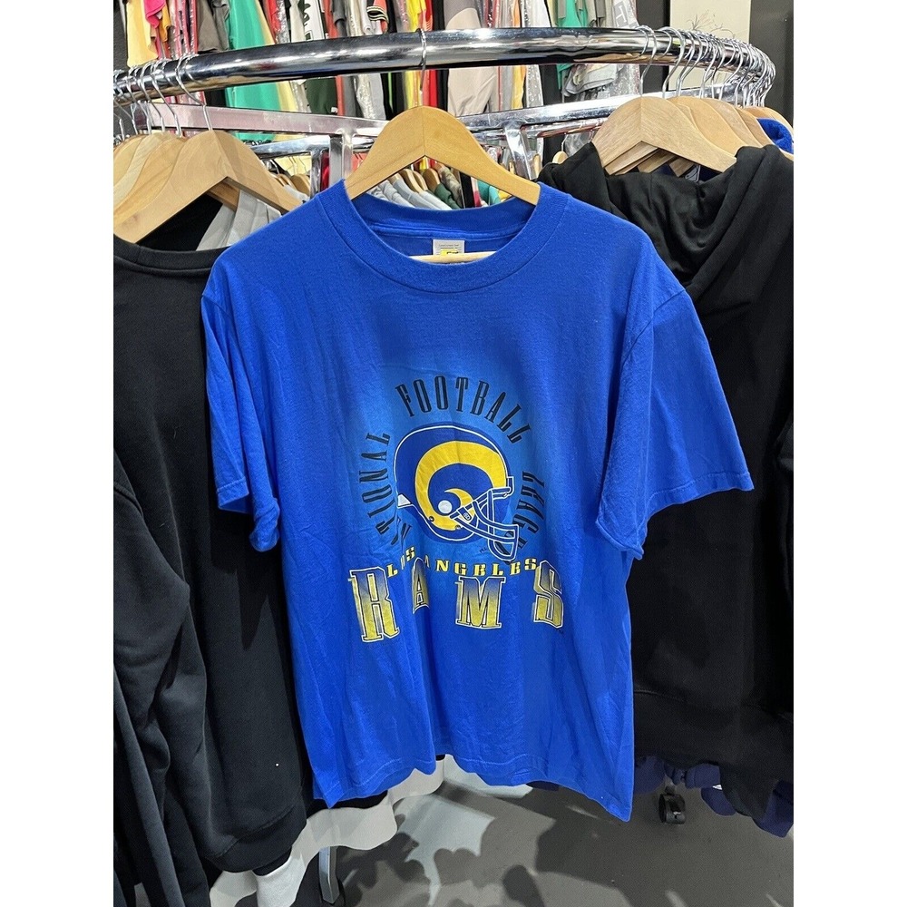Vintage 1994 Los Angeles Rams NFL Football Competitor Blue T-Shirt Size Large